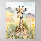 Giraffe Waterverf schilderen Poster (Voorkant)