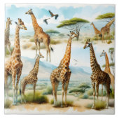 Giraffe Waterverf Tegel ontwerp Tegeltje (Voorkant)