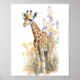 Giraffe Waterverfschilderij  Poster