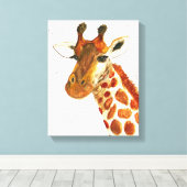 Giraffe waterverven Safari Afrikaanse Oerwoud Canvas Afdruk (Insitu (Houten vloer))