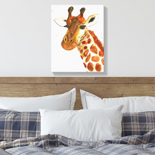 Giraffe waterverven Safari Afrikaanse Oerwoud Canvas Afdruk (Insitu (Slaapkamer))
