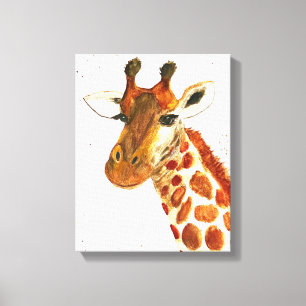 Giraffe waterverven Safari Afrikaanse Oerwoud Canvas Afdruk