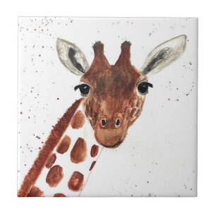 Giraffe waterverven Safari Afrikaanse Oerwoud Tegeltje