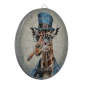 Giraffe wearing a top hat smoking a cigar dartbord (Voorkant Links)