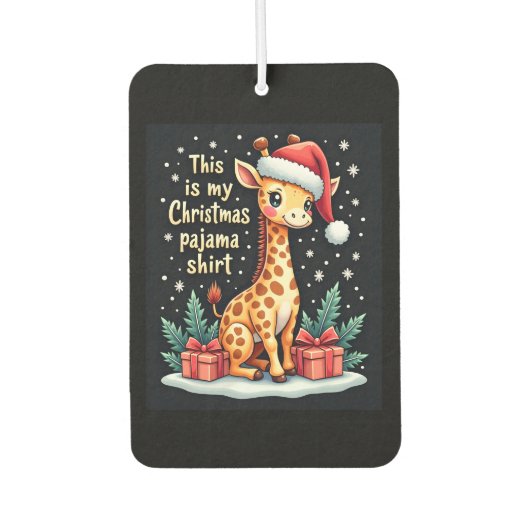 Giraffe Wearing Santa Hat Matching Christmas Pajam Luchtverfrisser (Voorkant)