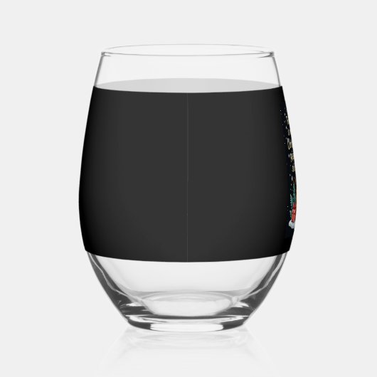 Giraffe Wearing Santa Hat Matching Christmas Pajam Wijnglas Zonder Voet (Rechts)