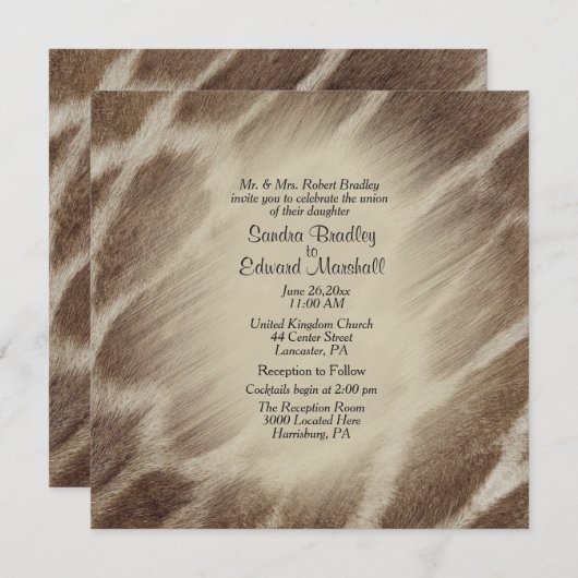 Giraffe Wedding Uitnodiging (Voorkant / Achterkant)