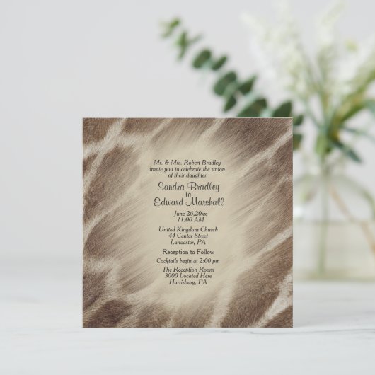 Giraffe Wedding Uitnodiging (Staand voorkant)