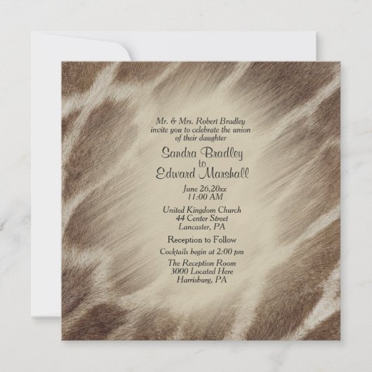 Giraffe Wedding Uitnodiging (Voorkant)