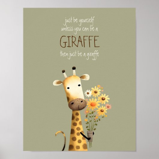 Giraffe - Wees jezelf Kinderkamer Poster (Voorkant)