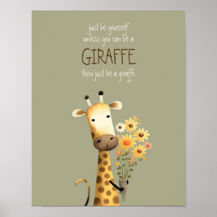 Giraffe - Wees uzelf Nursery Kind Dorm Poster