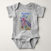 Giraffe Whimsical Waterverf Gray Babies Bodysuit (Voorkant)