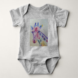 Giraffe Whimsical Waterverf Gray Babies Bodysuit