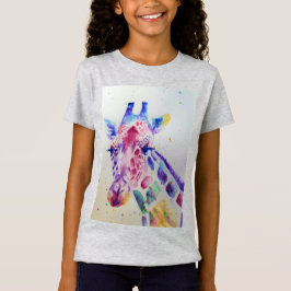 Giraffe Whimsical Waterverf grijs Meisjes T Shirt