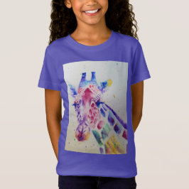 Giraffe Whimsical Waterverf Paarse Girls T Shirt