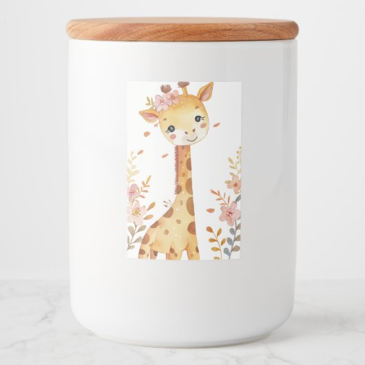 "Giraffe Whimsy keramische pot" Voedselcontainer Etiket (Voorkant)