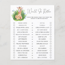 Giraffe / Wil ze liever Baby shower spel