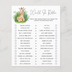 Giraffe / Wil ze liever Baby shower spel