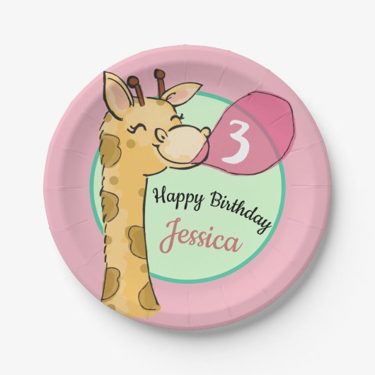 Giraffe Wild Birthday Party Bord (Voorkant)