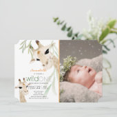 Giraffe Wild Een Waterverf Foto 1e Verjaardag Kaart (Staand voorkant)