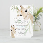 Giraffe Wild Een Waterverf Grijs Baby shower Kaart (Staand voorkant)