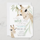 Giraffe Wild Een Waterverf Grijs Baby shower Kaart (Voorkant)