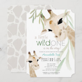 Giraffe Wild Een Waterverf Grijs Baby shower Kaart