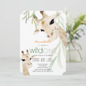 Giraffe Wild Een Waterverf Kinder 1e Verjaardag Kaart (Staand voorkant)