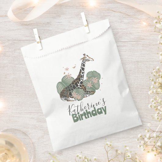 Giraffe Wild Jungle Botanical Animal Birthday  Bedankzakje (Geknipt)