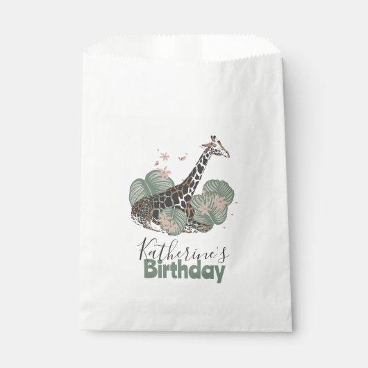 Giraffe Wild Jungle Botanical Animal Birthday  Bedankzakje (Voorkant)
