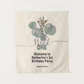 Giraffe Wild One Animal Verjaardagsfeestje Achterg Wandkleed (Voorkant)