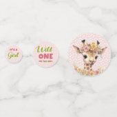 Giraffe Wild One Safari Baby shower Het is Meisje Confetti (Achterkanten)
