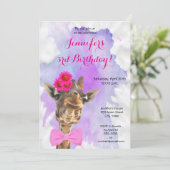 Giraffe wild waterverf meisje gefeliciteerd met ve kaart (Staand voorkant)