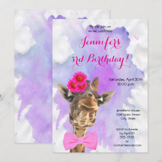 Giraffe wild waterverf meisje gefeliciteerd met ve kaart