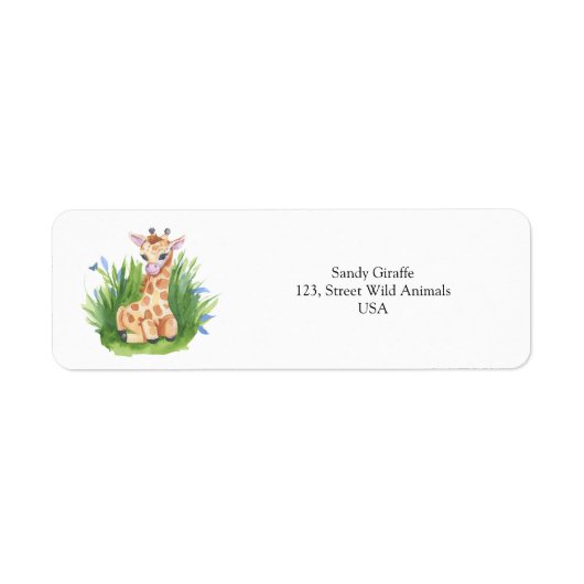Giraffe - wilde baby shower etiket (Voorkant)