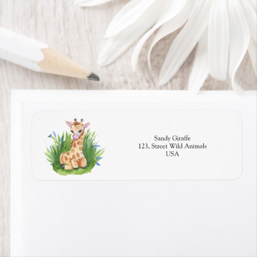 Giraffe - wilde baby showers etiket (Insitu)
