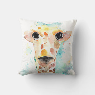 Giraffe Wilde Dier Natuur Waterverf Kunst Schilder Kussen