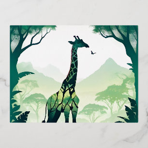 Giraffe Wildlife Animal Natuur Milieu Bos Folie Feestdagen Briefkaart