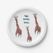 Giraffe Wildlife Art Verjaardag Papieren Bordje (Voorkant)
