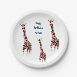 Giraffe Wildlife Art Verjaardag Papieren Bordje