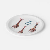 Giraffe Wildlife Art Verjaardag Papieren Bordje (Gekanteld)