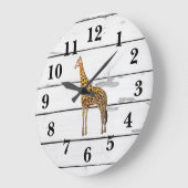 Giraffe Wildlife Decor Rustic Shiplap Grote Klok (Hoek)