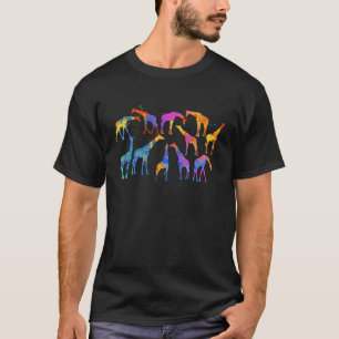 Giraffe Wildlife Graphic Kinder Vrouwen Kleurrijke T-shirt