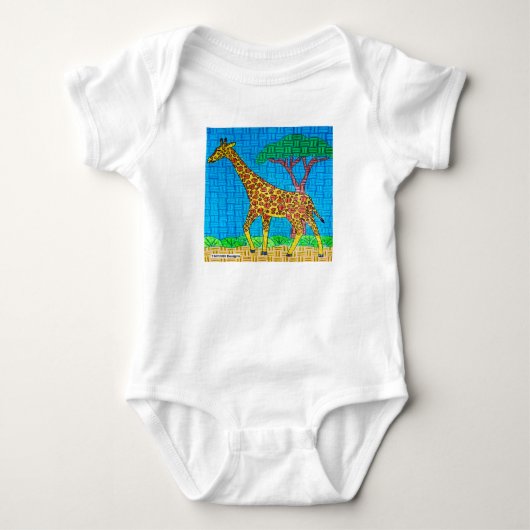 Giraffe (wit) - Baby Bodyoverall Romper (Voorkant)