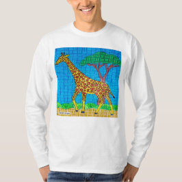 Giraffe (wit) - Mannen Shirt met lange mouwen