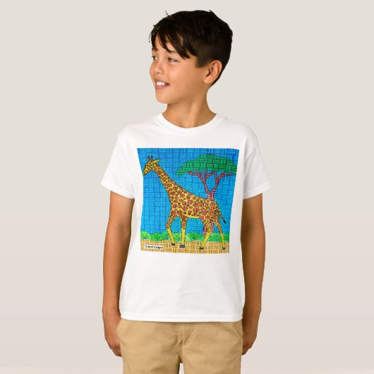 Giraffe (wit) - T-shirt voor jongens (Voorkant volledig)