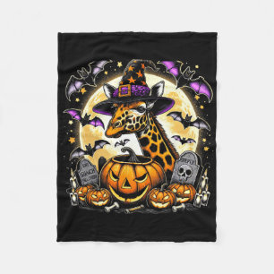 Giraffe Witch Halloween - Spooky Pumpkin Art Fleece Deken