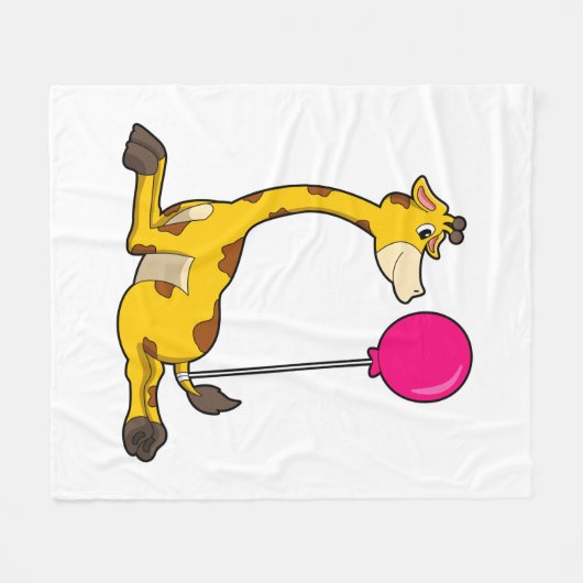 Giraffe with Balloon Fleece Deken (Voorkant (Horizontaal))