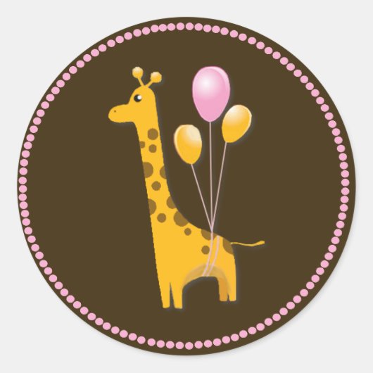 Giraffe with Balloons Baby Shower Sticker (Voorkant)