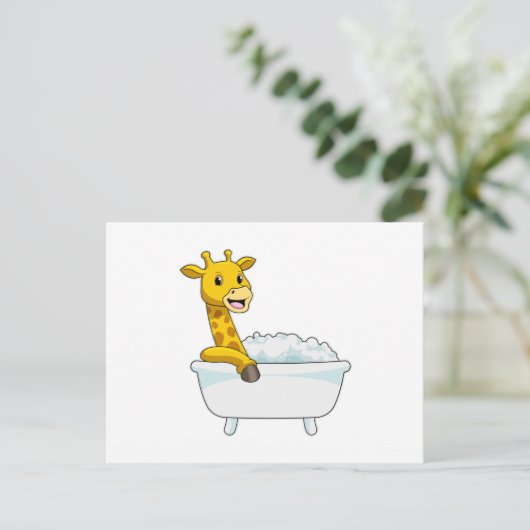 Giraffe with Bathtub with Foam Briefkaart (Staand voorkant)